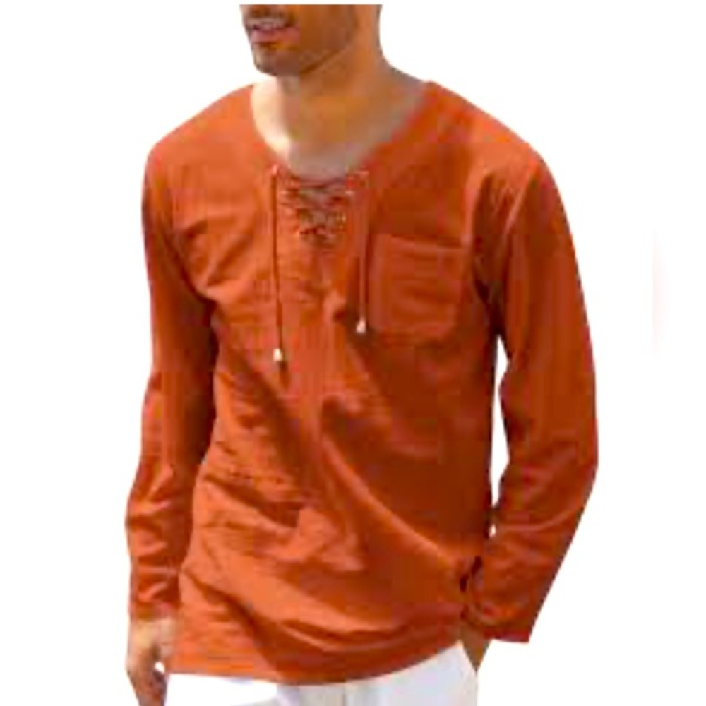 Coofandy men’s cotton shirt‎ with drawstring.